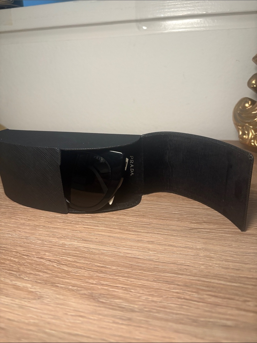 Prada Black Frame with White Arms Cat-Eye Sunglasses- With Case. AS IS - Picture 14 of 14